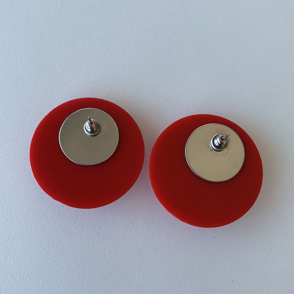 Large Red Earrings- Vintage - Picture 2 of 5